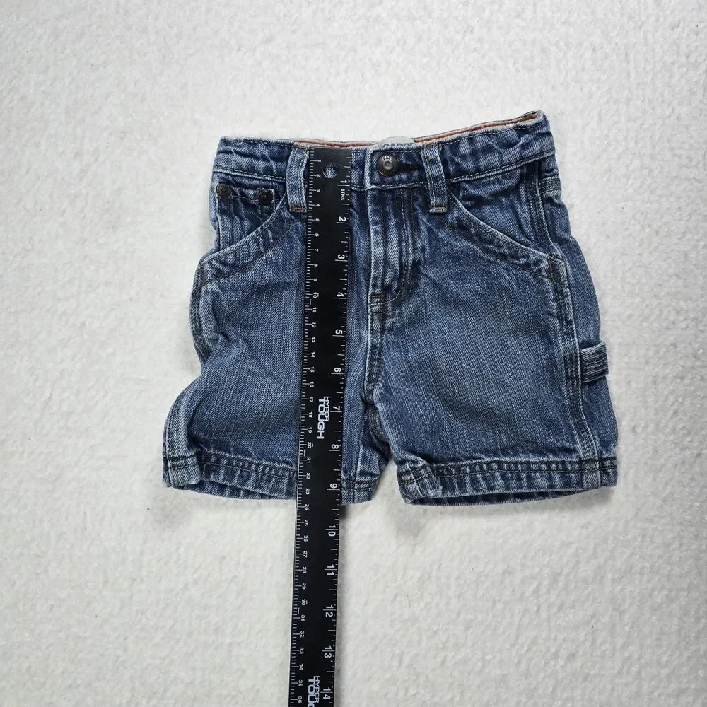 Baby Gap Carpenter Denim Jean Shorts Snap Button Close Adjustable Waist 12-18 Mo